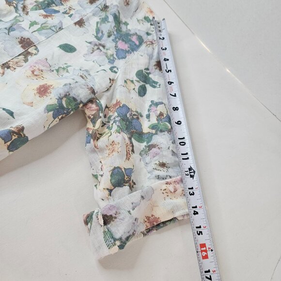 St. Tropez West 100% Linen Tunic Top Floral Size XL Flower Bohemian Pullover - Picture 8 of 10